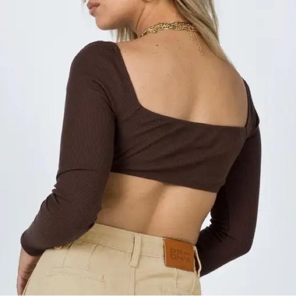 US 8 NWT Princess Polly Becca Long Sleeve Brown - Picture 2 of 2